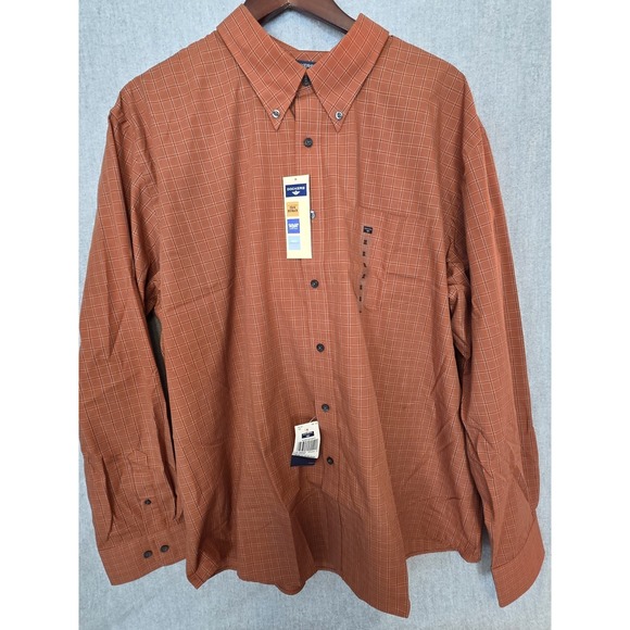 Dockers Other - Vintage Dockers Shirt Men's 2XL Stain Defender Teflon‎ Rust Plaid NEW Old Stock